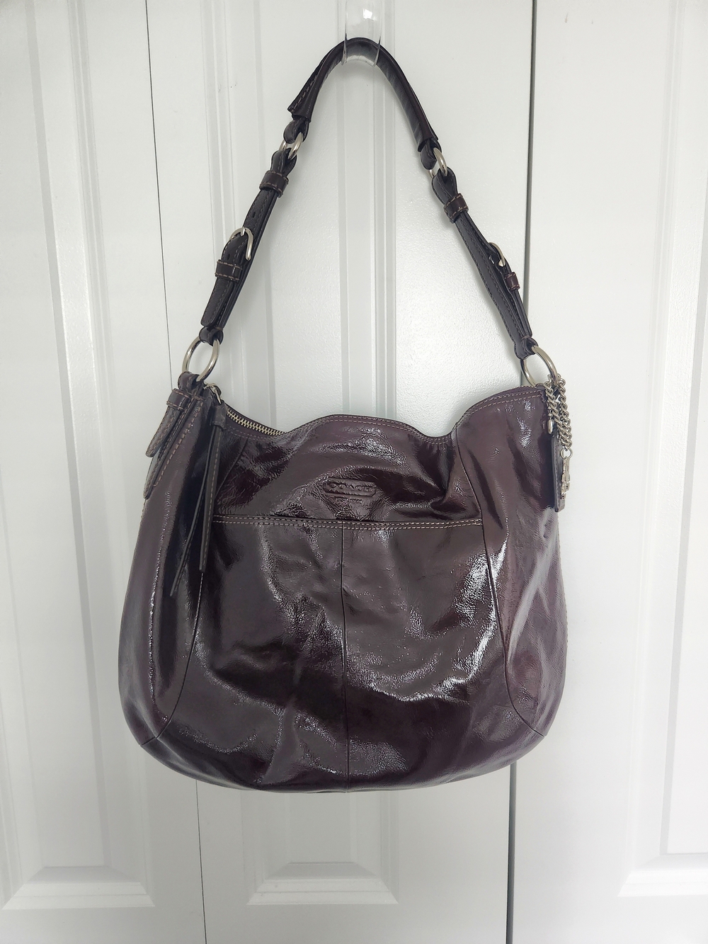 Coach Soho Patent Leather Hobo in Dark Plum